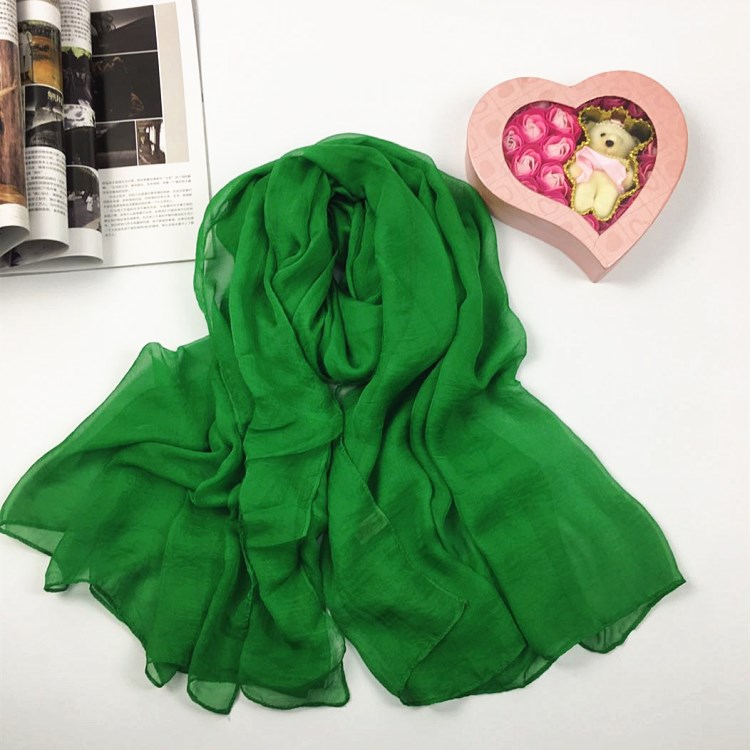 纯色仿真丝丝巾绿色