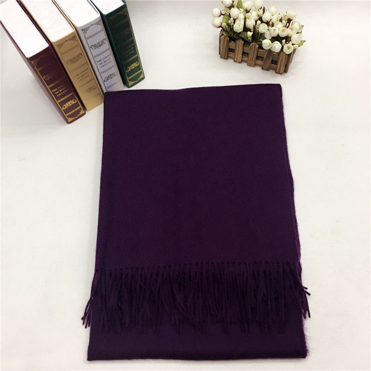 新款秋冬羊毛挂须围巾紫色
